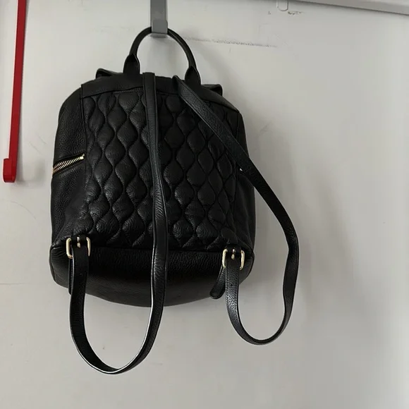 Vera Bradley Amy Quilted Backpack in Denim & Black Leather